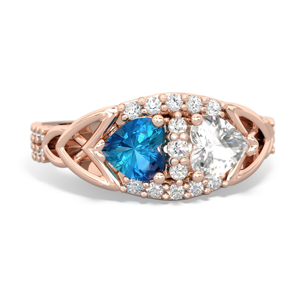 London Topaz Sparkling Celtic Knot 14K Rose Gold ring R2645