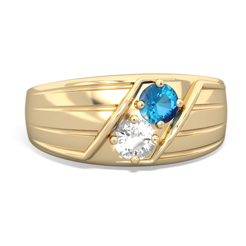 London Topaz Men's Streamline 14K Yellow Gold ring R0460