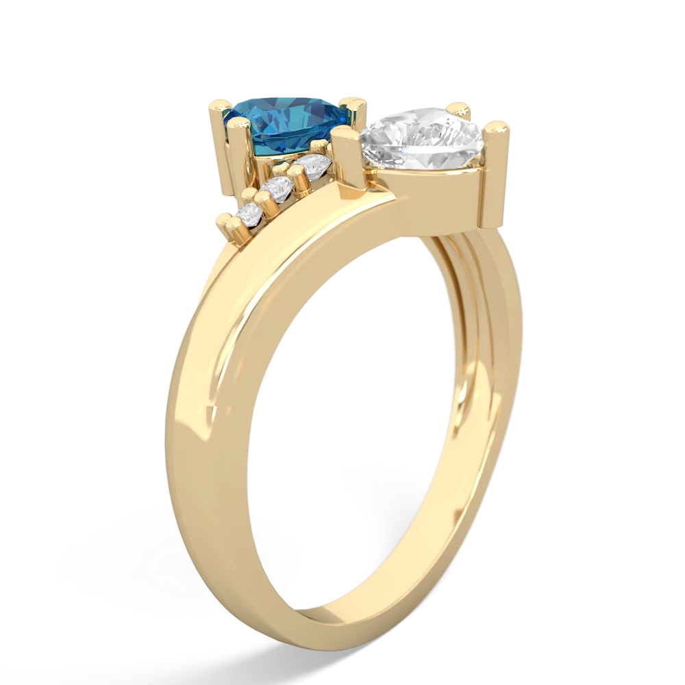 London Topaz Heart To Heart 14K Yellow Gold ring R2064