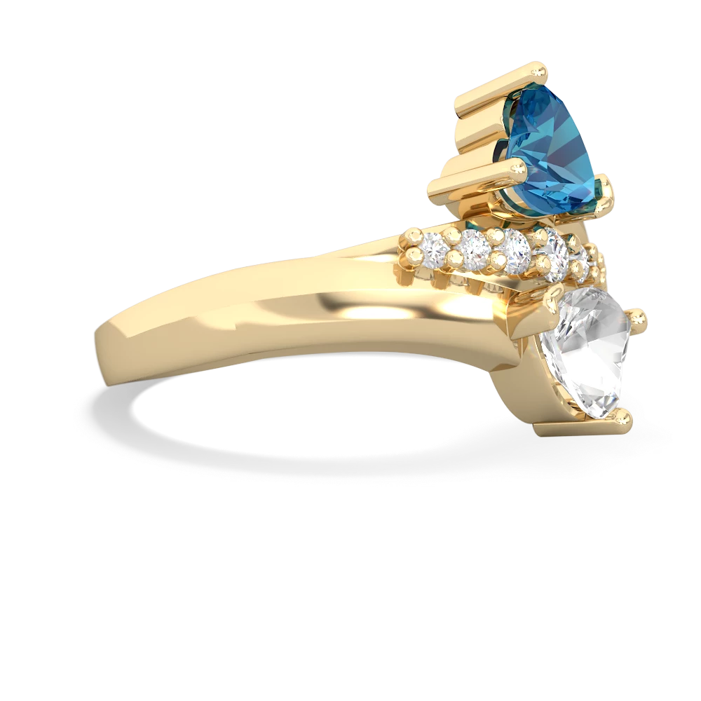 London Topaz Heart To Heart 14K Yellow Gold ring R2064