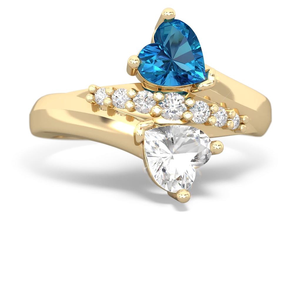 London Topaz Heart To Heart 14K Yellow Gold ring R2064