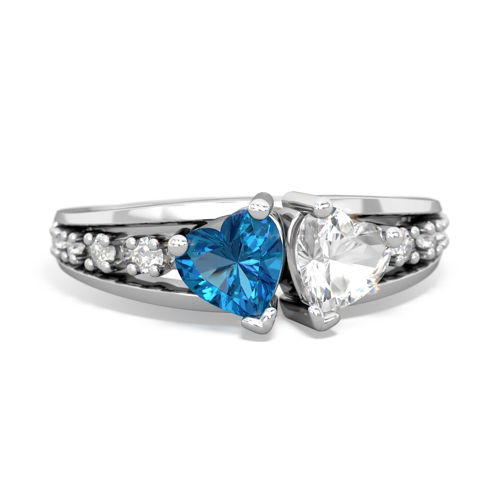 London Topaz Heart To Heart 14K White Gold ring R3342