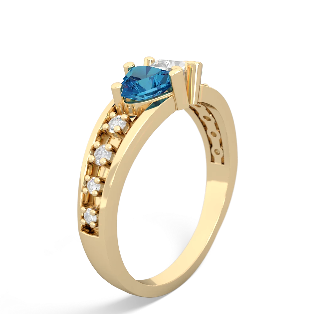 London Topaz Heart To Heart 14K Yellow Gold ring R3342