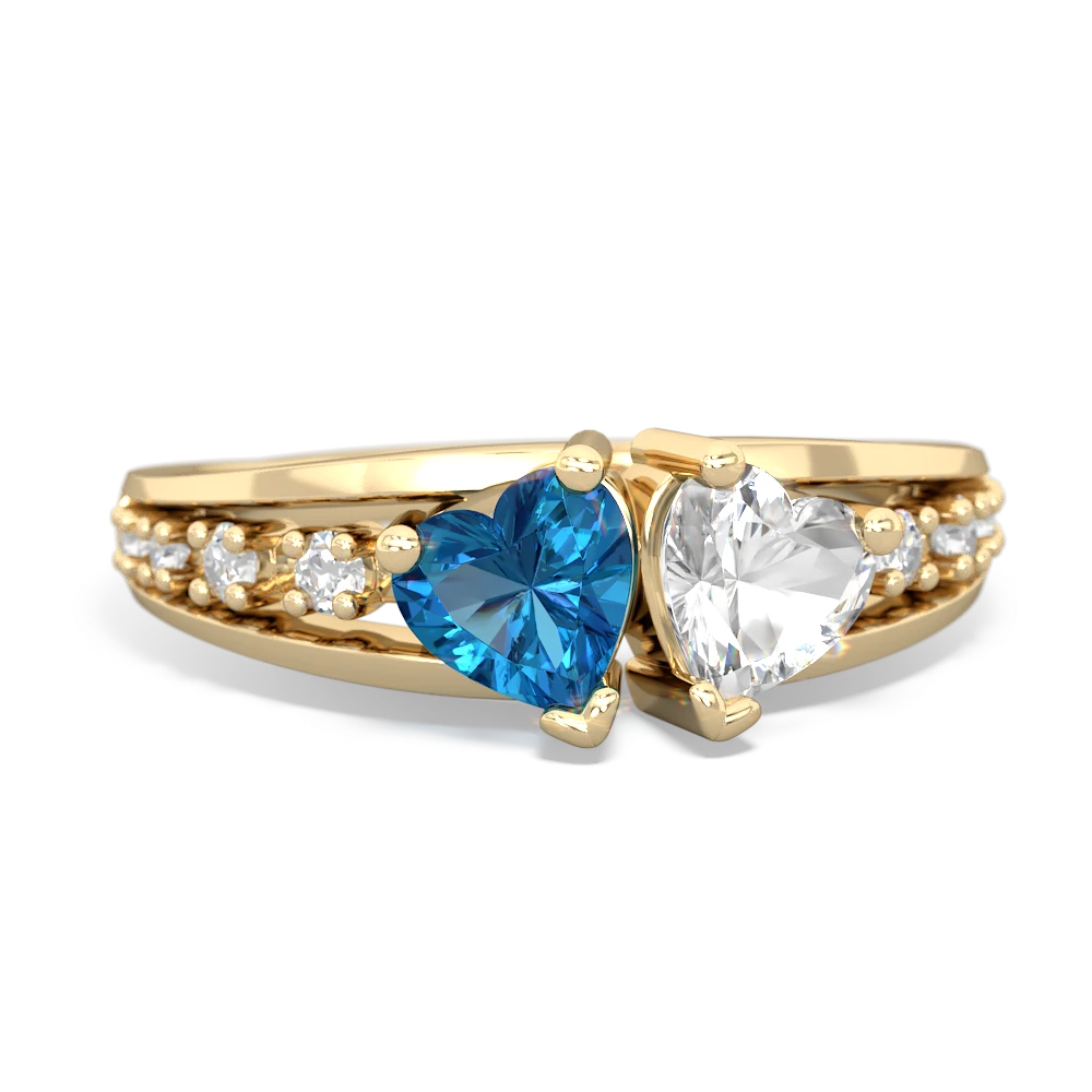 London Topaz Heart To Heart 14K Yellow Gold ring R3342