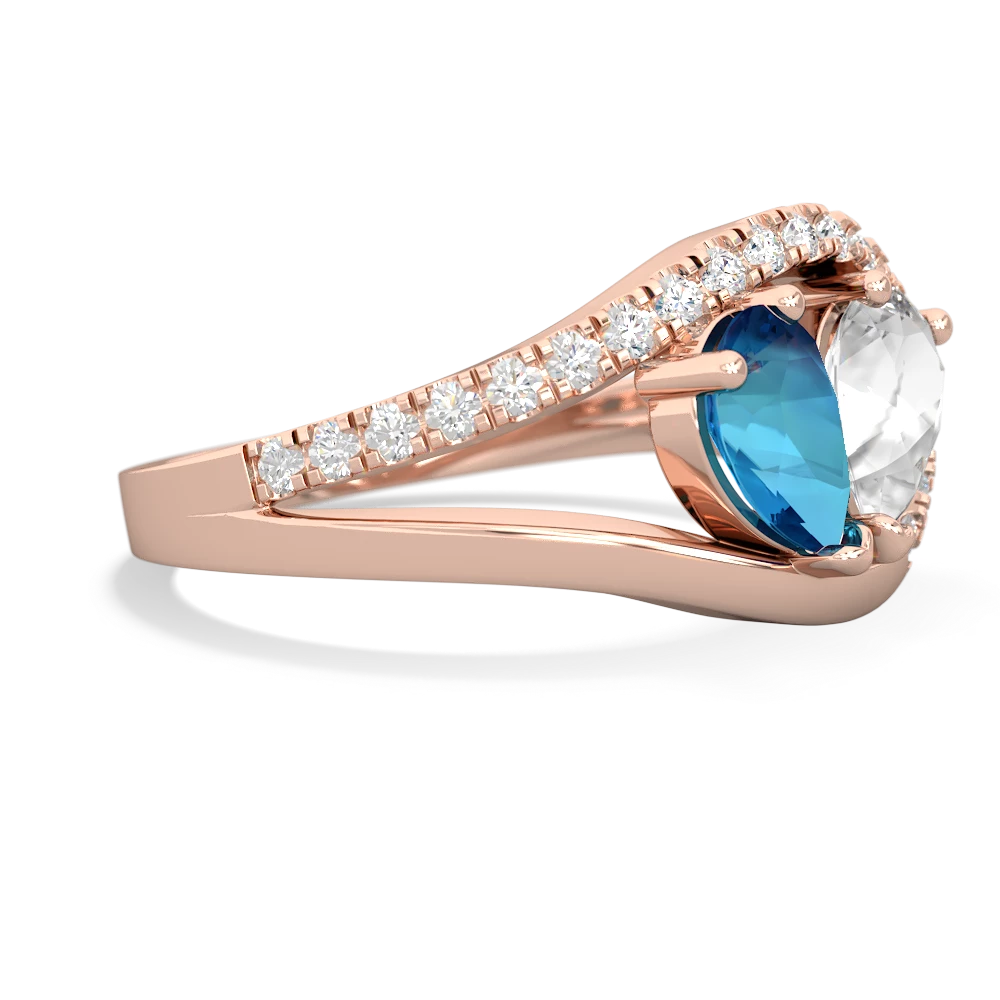 London Topaz Nestled Heart Keepsake 14K Rose Gold ring R5650