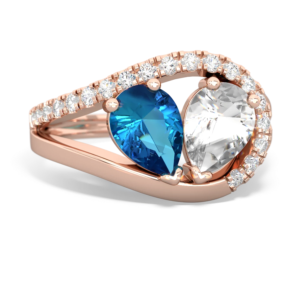 London Topaz Nestled Heart Keepsake 14K Rose Gold ring R5650