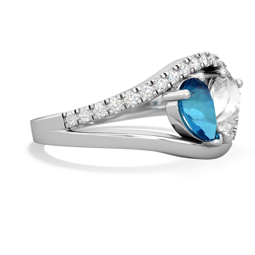 London Topaz Nestled Heart Keepsake 14K White Gold ring R5650