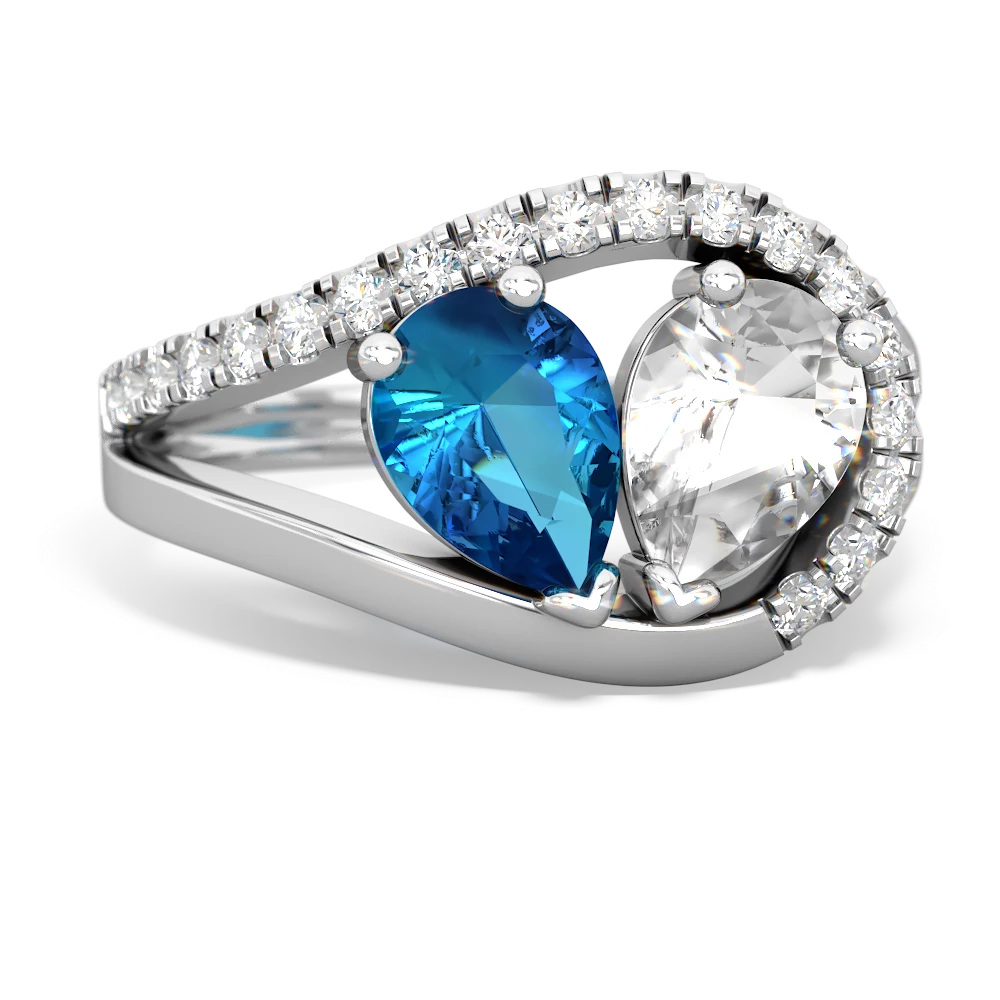 London Topaz Nestled Heart Keepsake 14K White Gold ring R5650