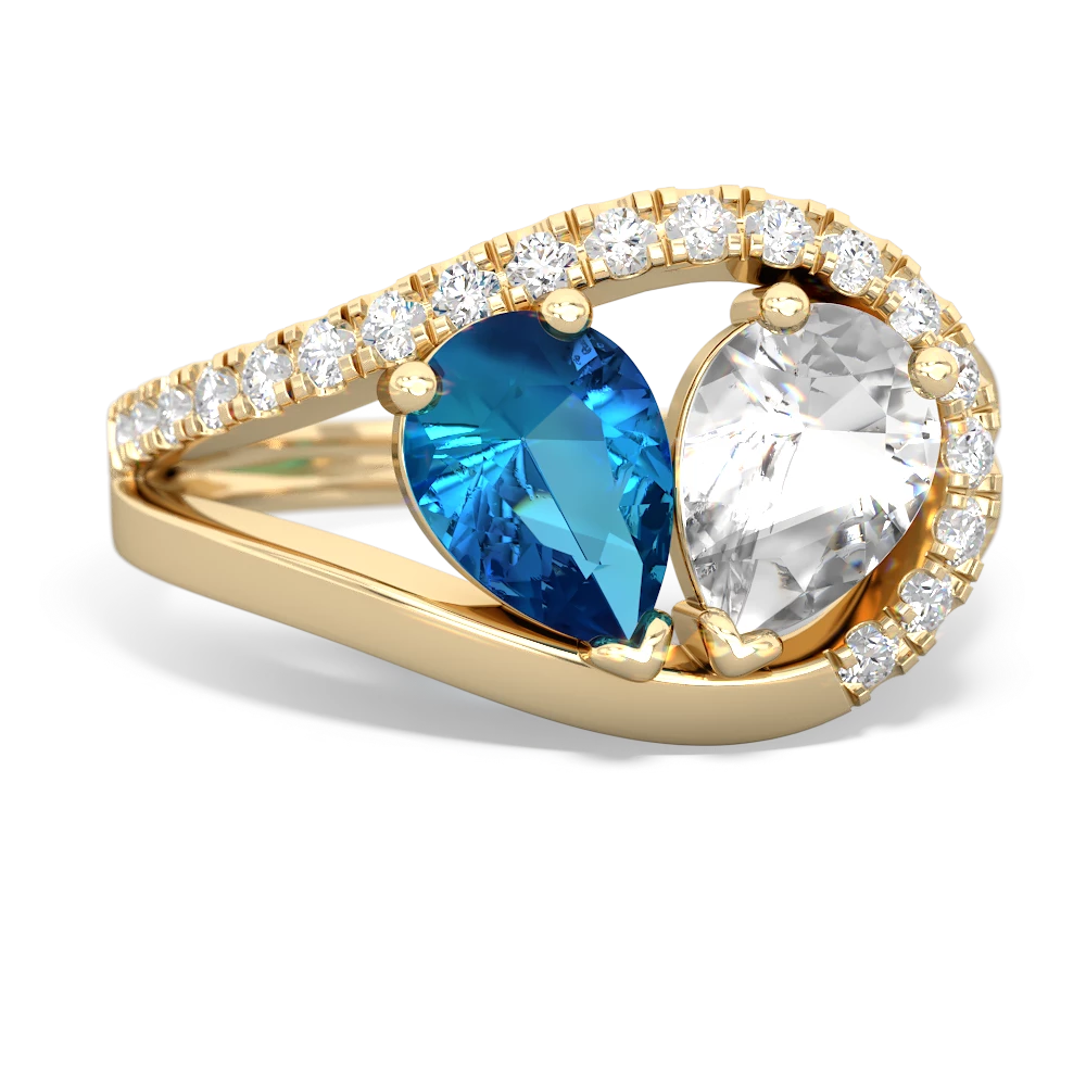 London Topaz Nestled Heart Keepsake 14K Yellow Gold ring R5650