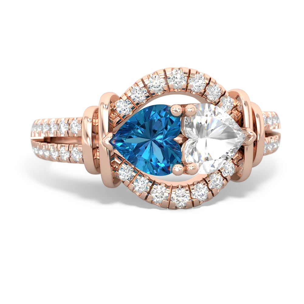 London Topaz Art-Deco Keepsake 14K Rose Gold ring R5630