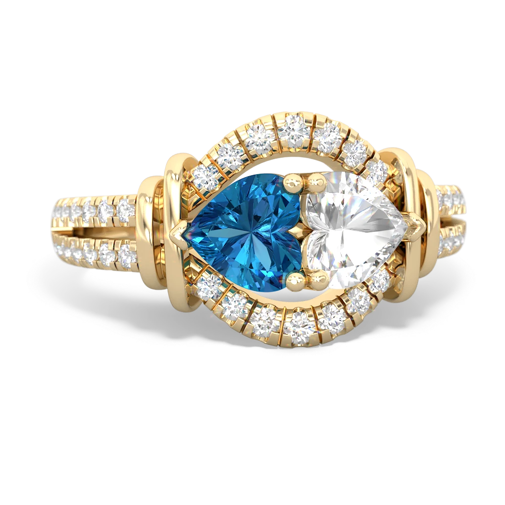 London Topaz Art-Deco Keepsake 14K Yellow Gold ring R5630