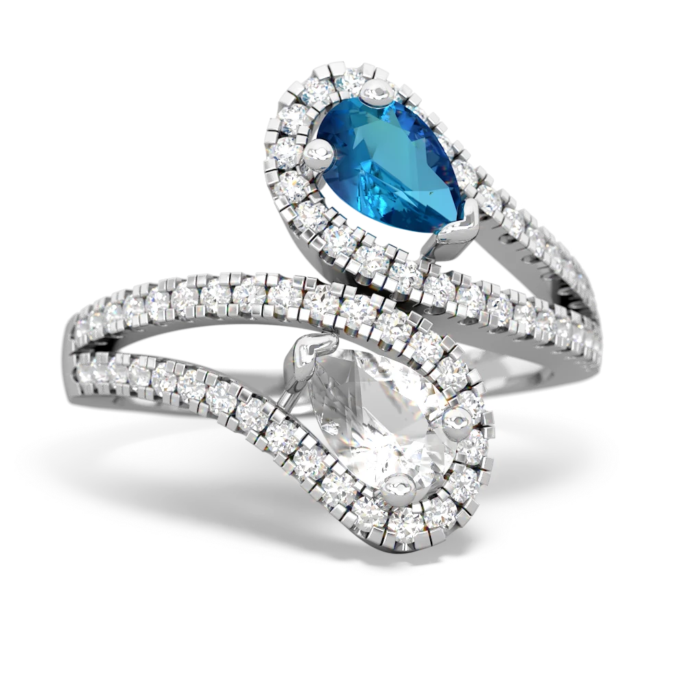 London Topaz Diamond Dazzler 14K White Gold ring R3000