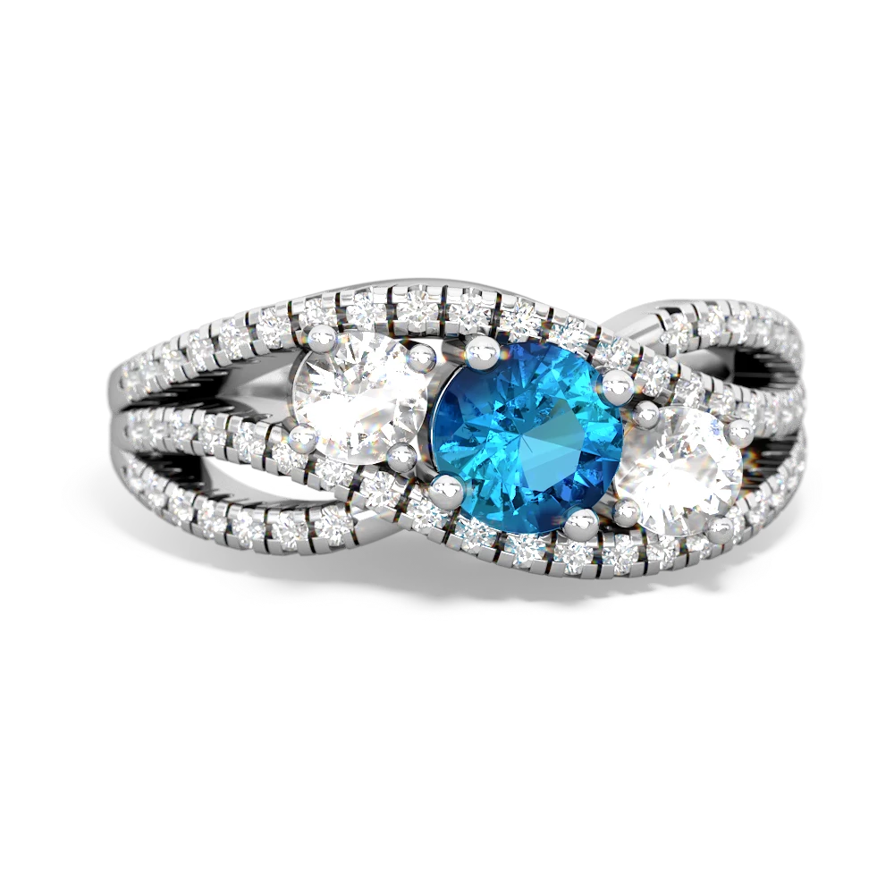 London Topaz Three Stone Aurora 14K White Gold ring R3080