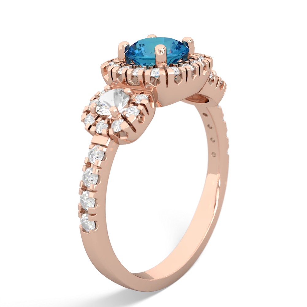 London Topaz Regal Halo 14K Rose Gold ring R5350