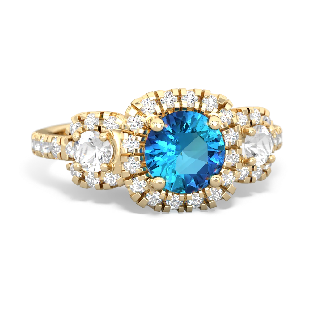 London Topaz Regal Halo 14K Yellow Gold ring R5350