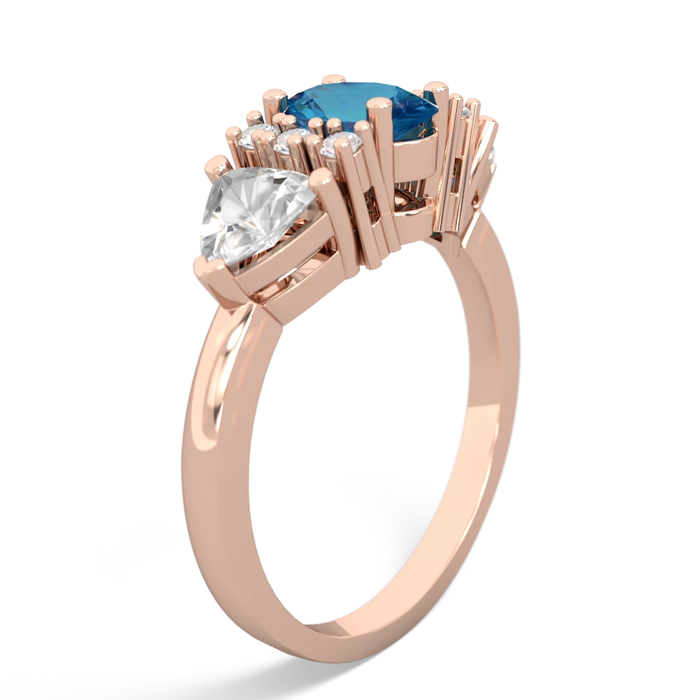 London Topaz Antique Style Three Stone 14K Rose Gold ring R2186