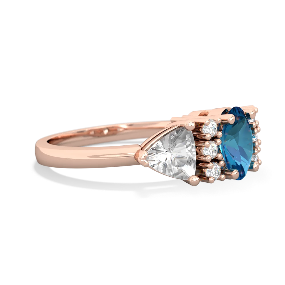 London Topaz Antique Style Three Stone 14K Rose Gold ring R2186