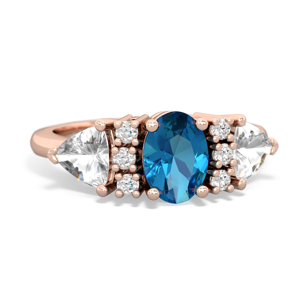 London Topaz Antique Style Three Stone 14K Rose Gold ring R2186