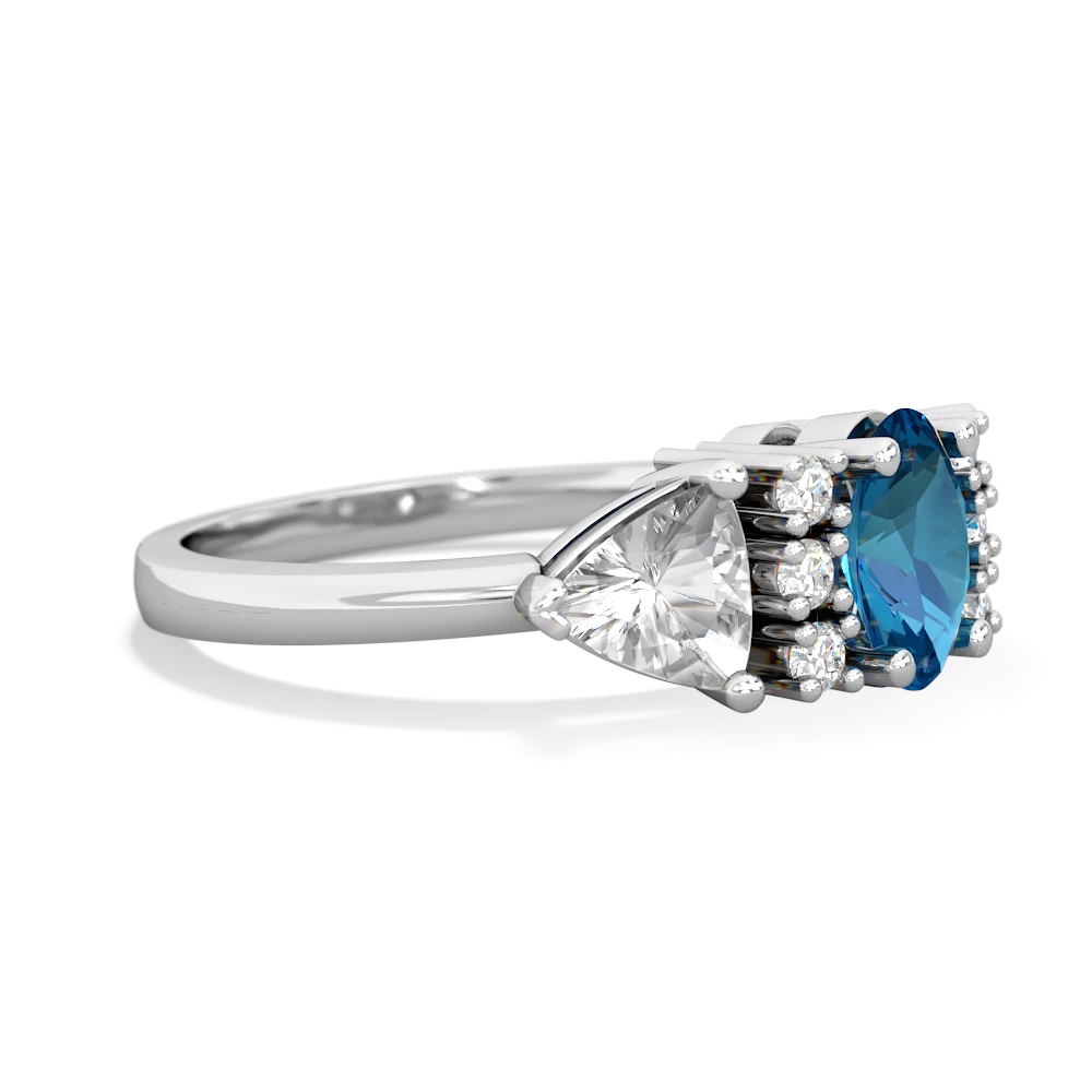 London Topaz Antique Style Three Stone 14K White Gold ring R2186