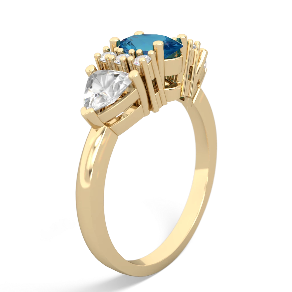 London Topaz Antique Style Three Stone 14K Yellow Gold ring R2186