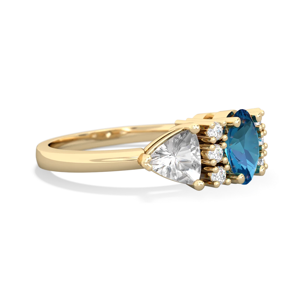 London Topaz Antique Style Three Stone 14K Yellow Gold ring R2186