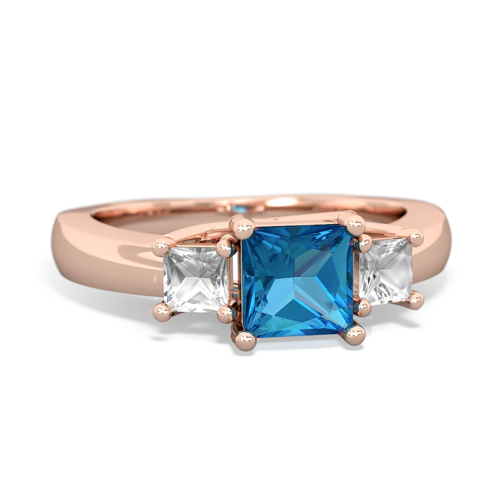 London Topaz Three Stone Trellis 14K Rose Gold ring R4015