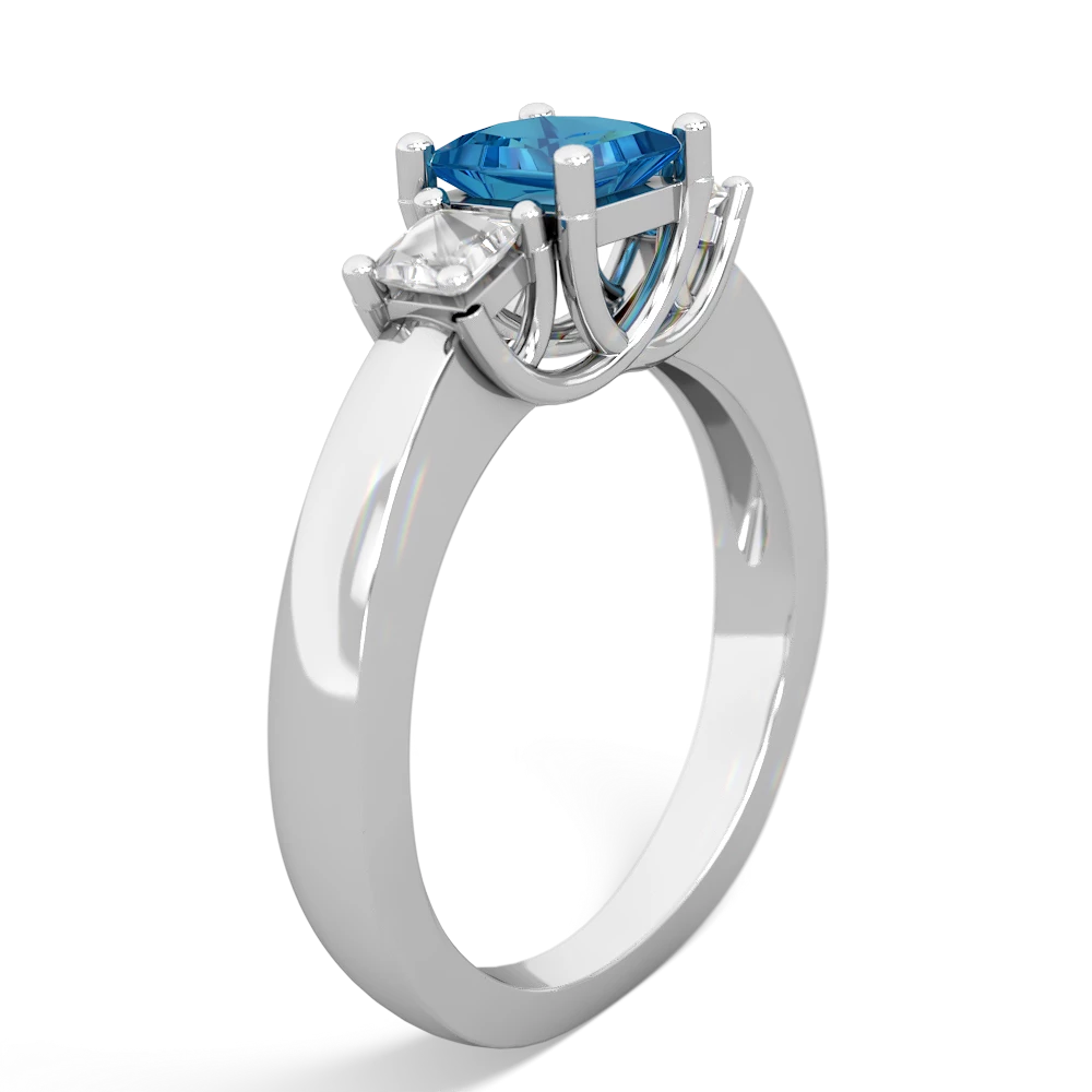 London Topaz Three Stone Trellis 14K White Gold ring R4015