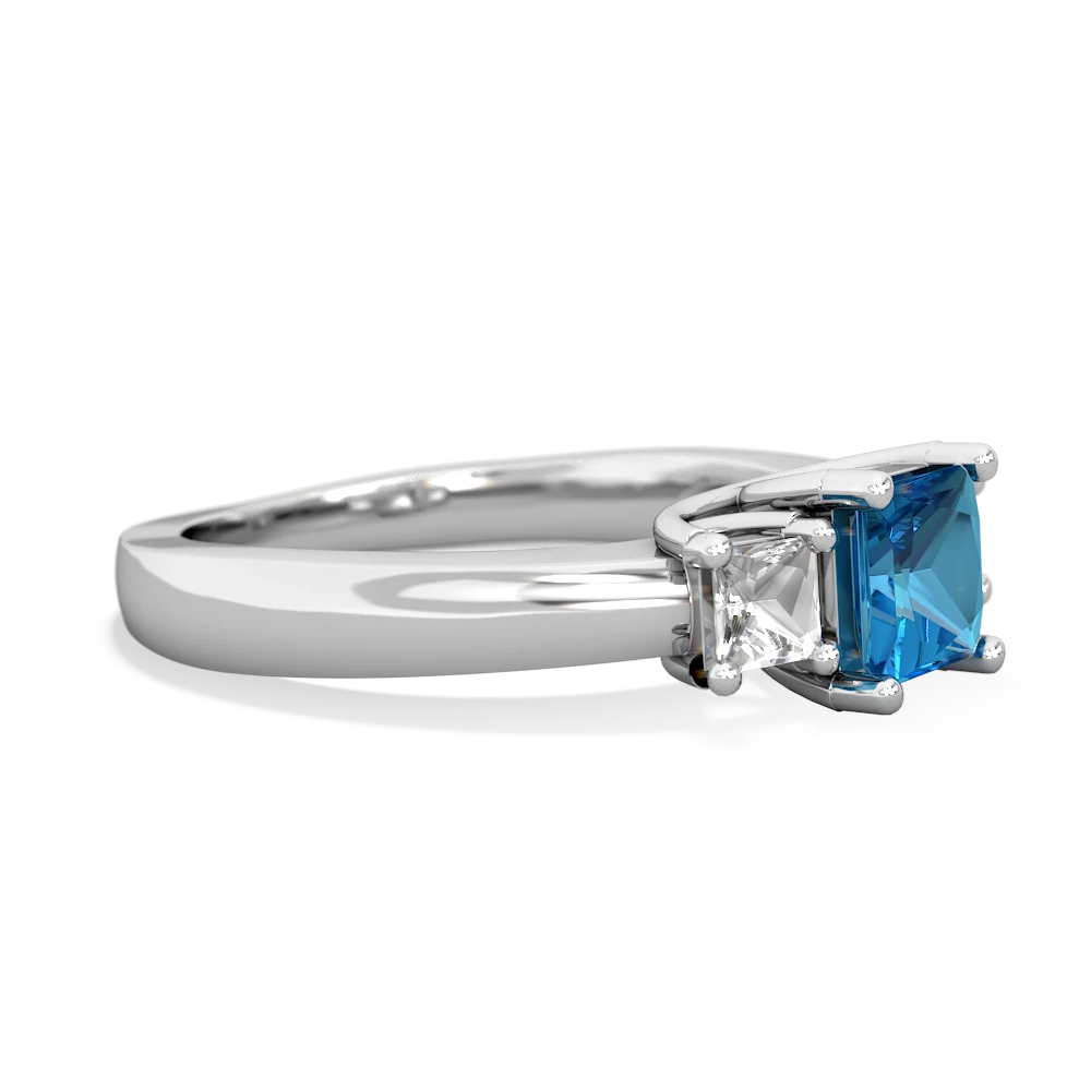 London Topaz Three Stone Trellis 14K White Gold ring R4015