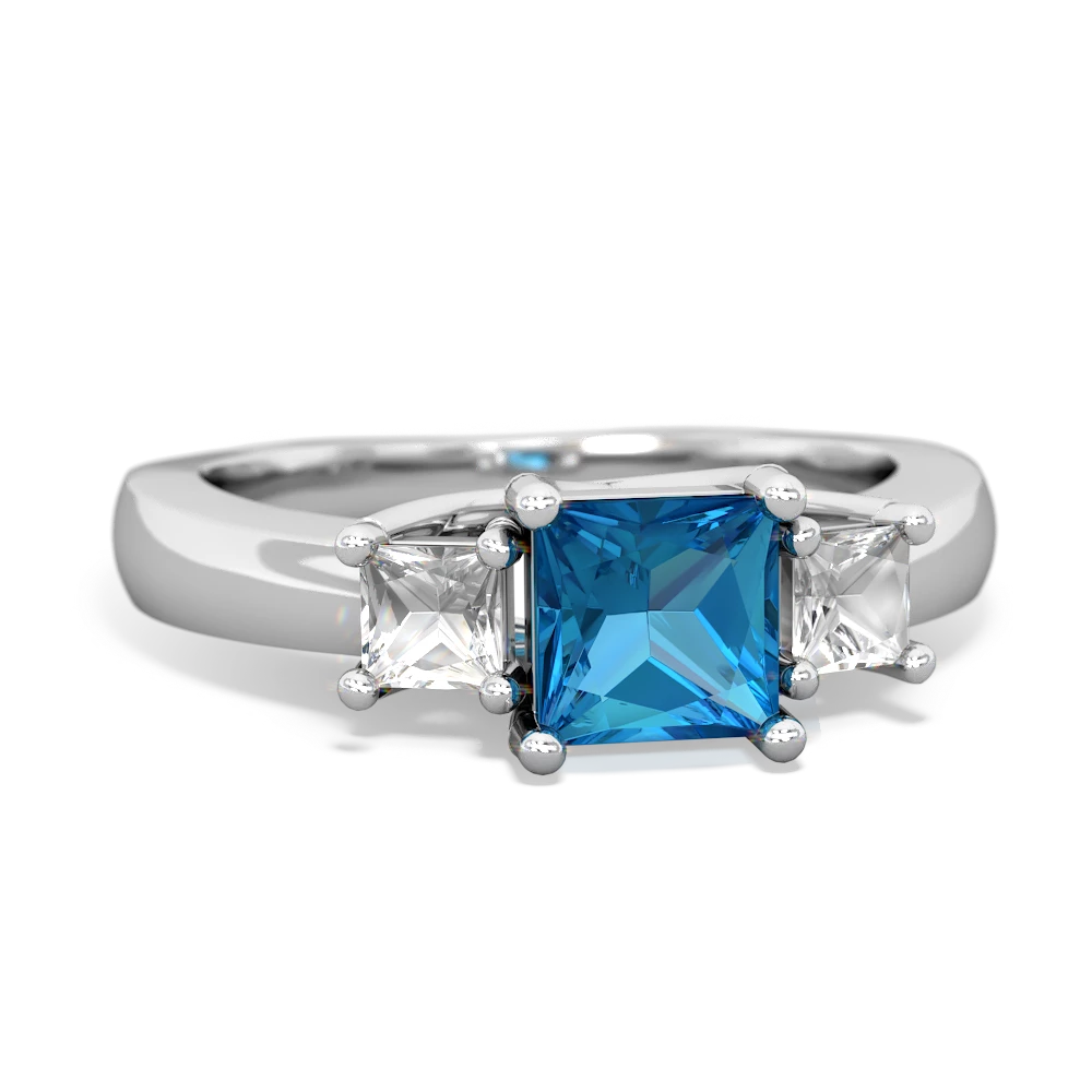 London Topaz Three Stone Trellis 14K White Gold ring R4015