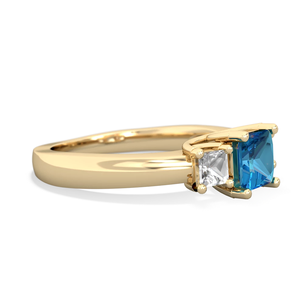 London Topaz Three Stone Trellis 14K Yellow Gold ring R4015