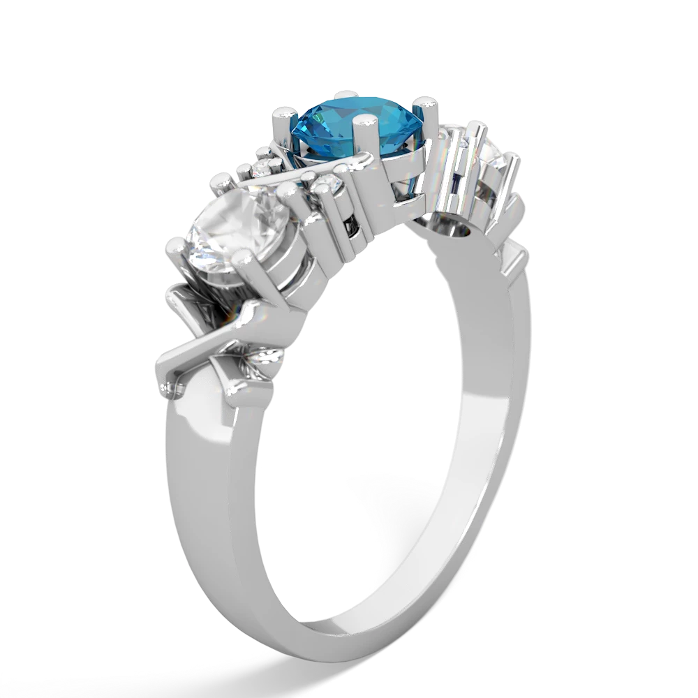 London Topaz Hugs And Kisses 14K White Gold ring R5016