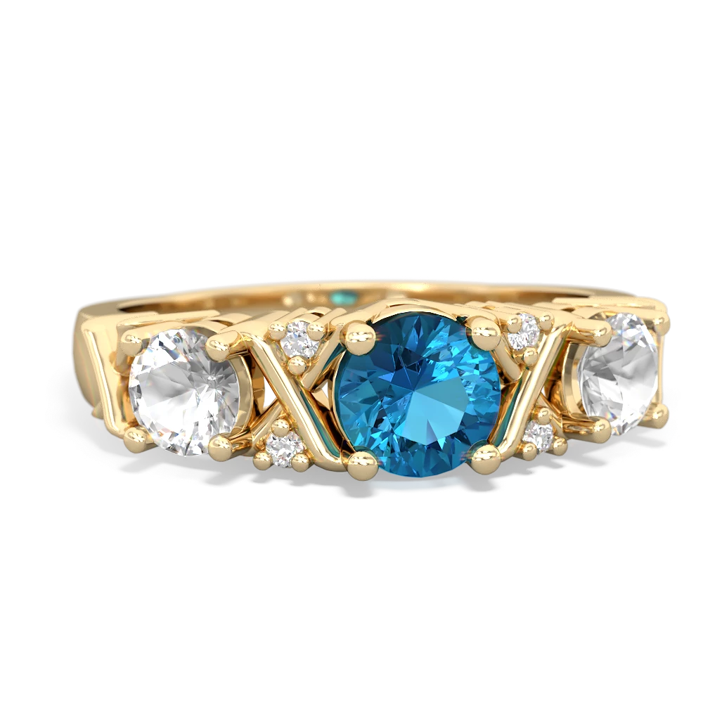 London Topaz Hugs And Kisses 14K Yellow Gold ring R5016