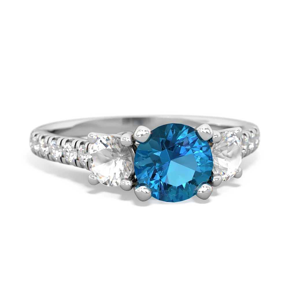 London Topaz Pave Trellis 14K White Gold ring R5500