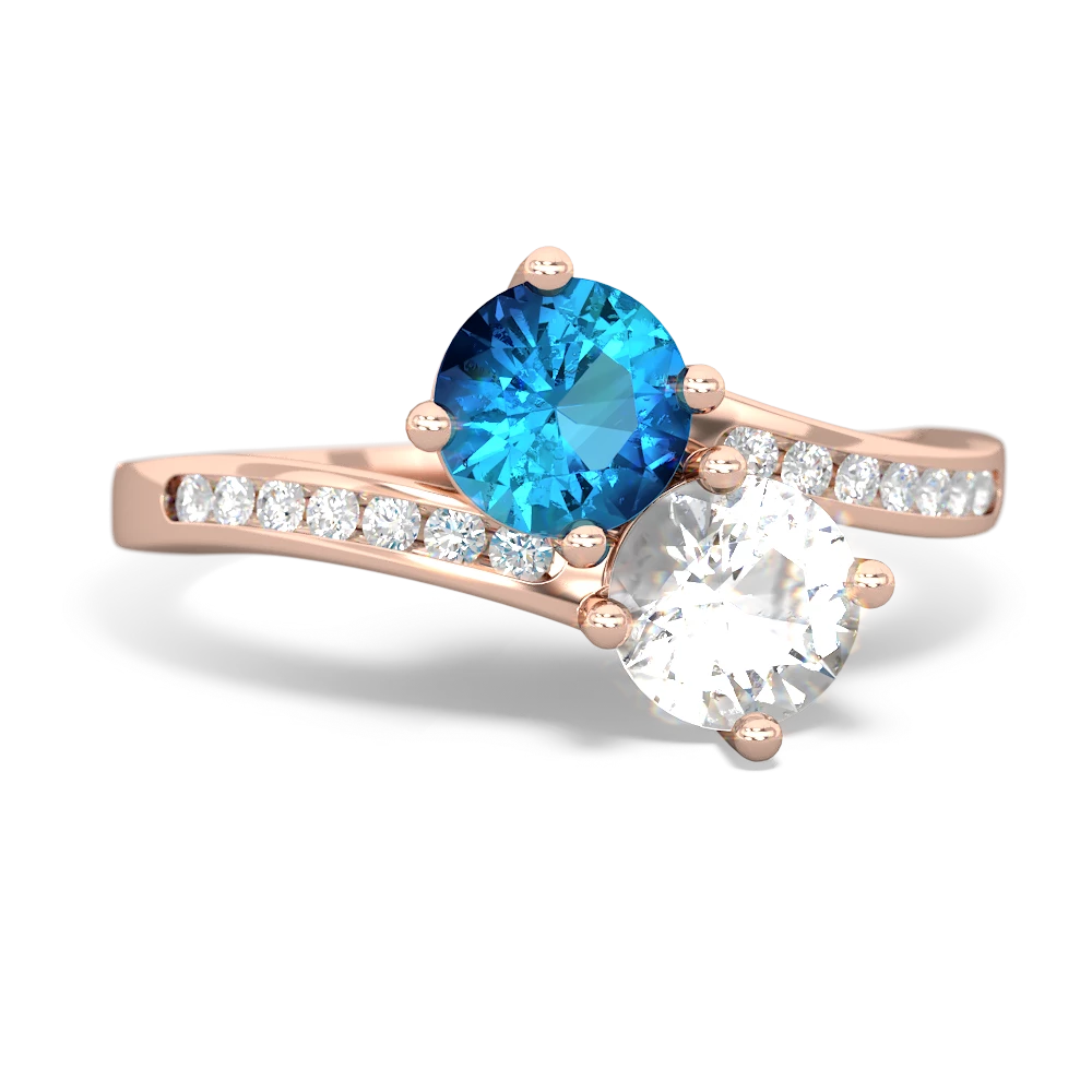 London Topaz Channel Set Two Stone 14K Rose Gold ring R5303