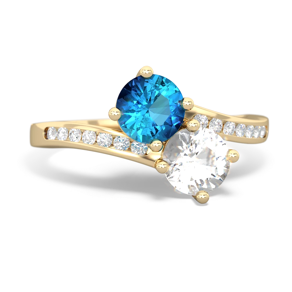 London Topaz Channel Set Two Stone 14K Yellow Gold ring R5303