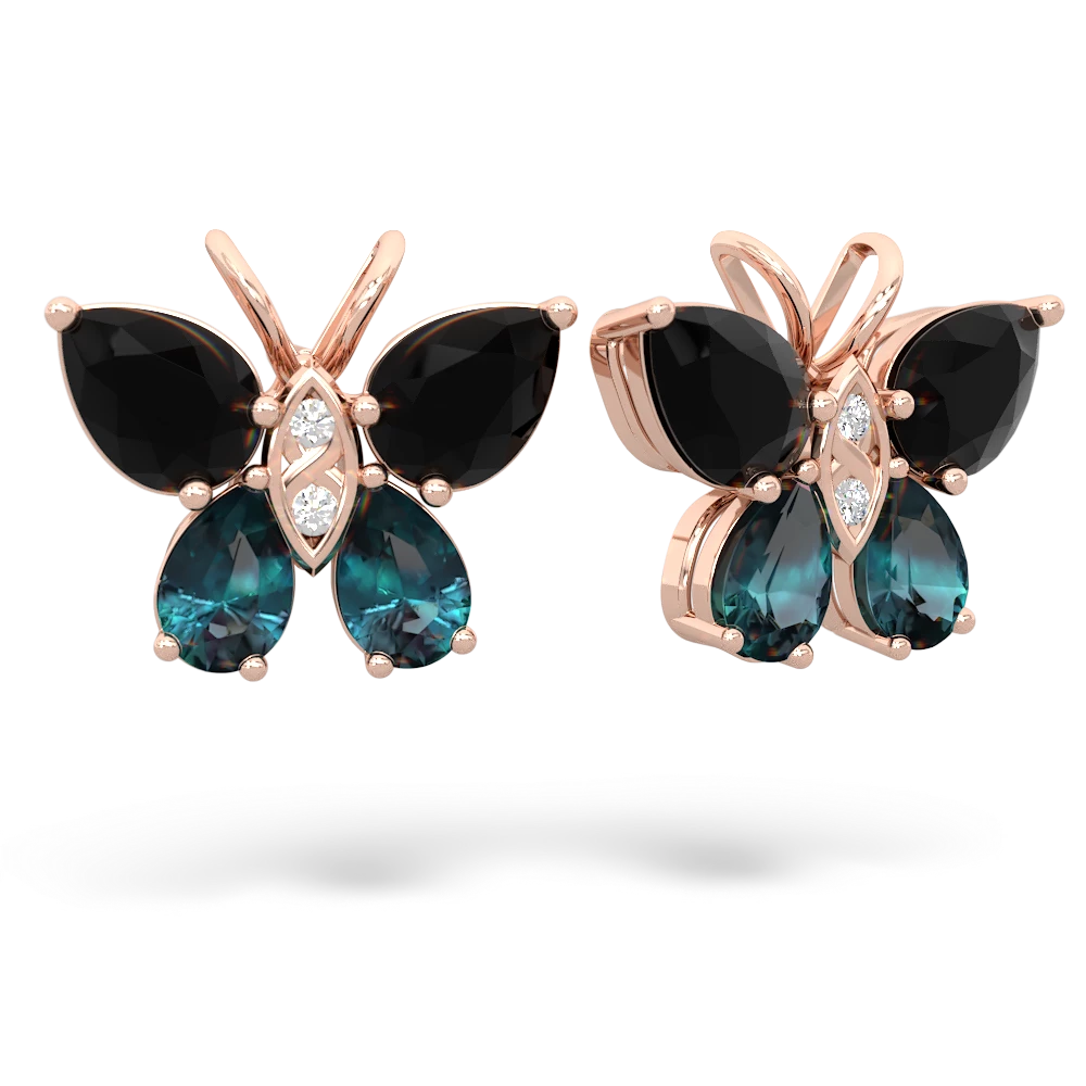 Onyx Butterfly 14K Rose Gold earrings E2215