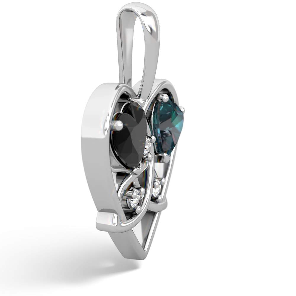 Onyx Celtic Trinity Heart 14K White Gold pendant P5331