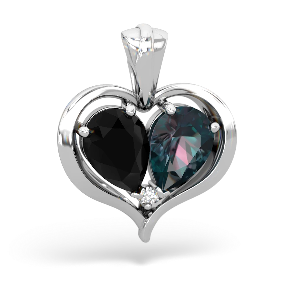 Onyx Two Become One 14K White Gold pendant P5330