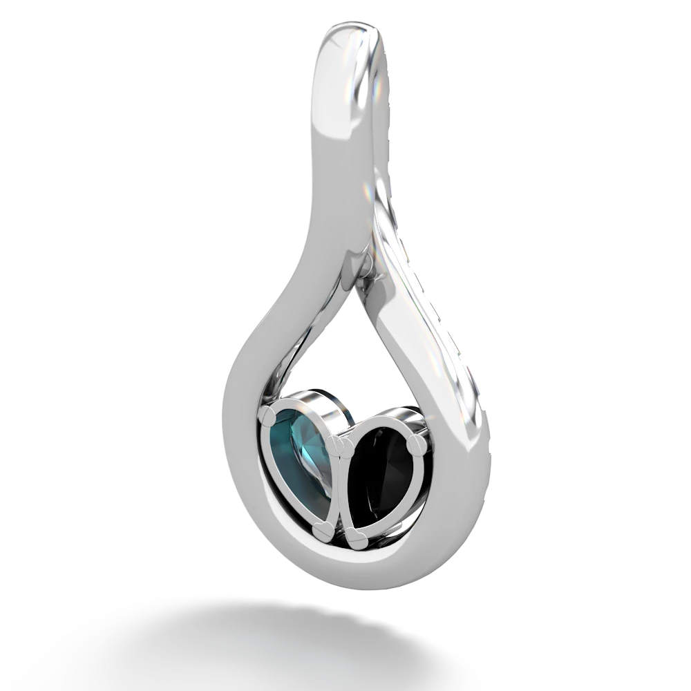 Onyx Pave Twist 'One Heart' 14K White Gold pendant P5360