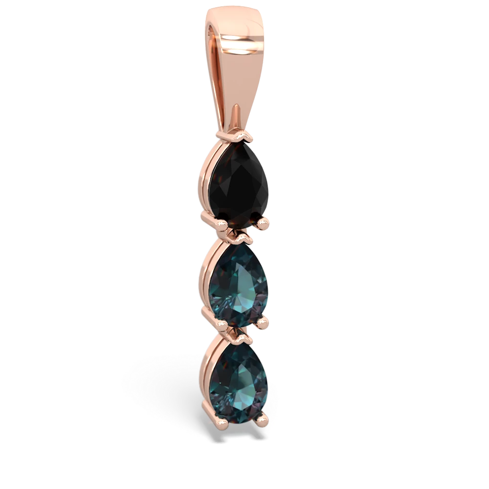 Onyx Dew Drops 14K Rose Gold pendant P2251