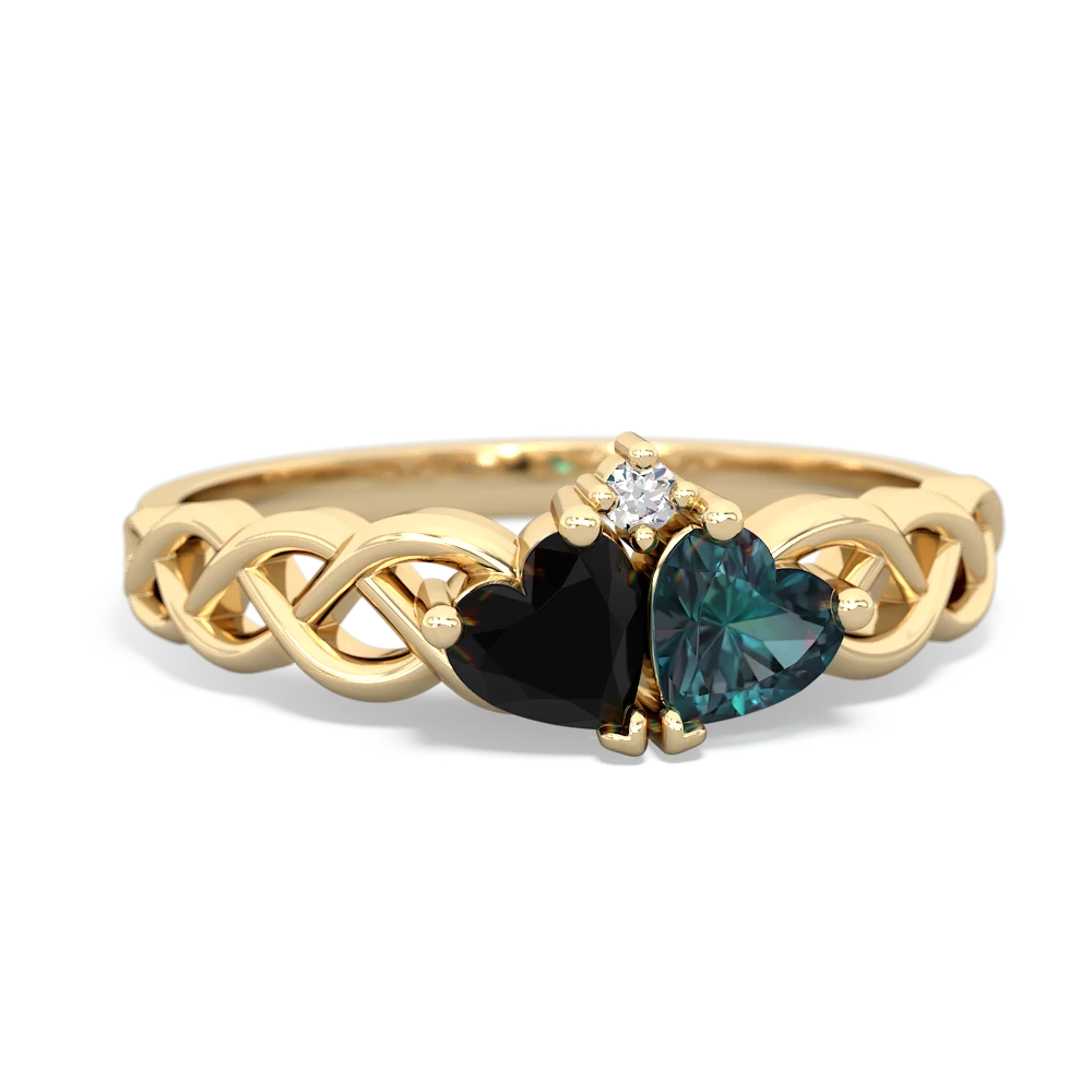 Onyx Heart To Heart Braid 14K Yellow Gold ring R5870