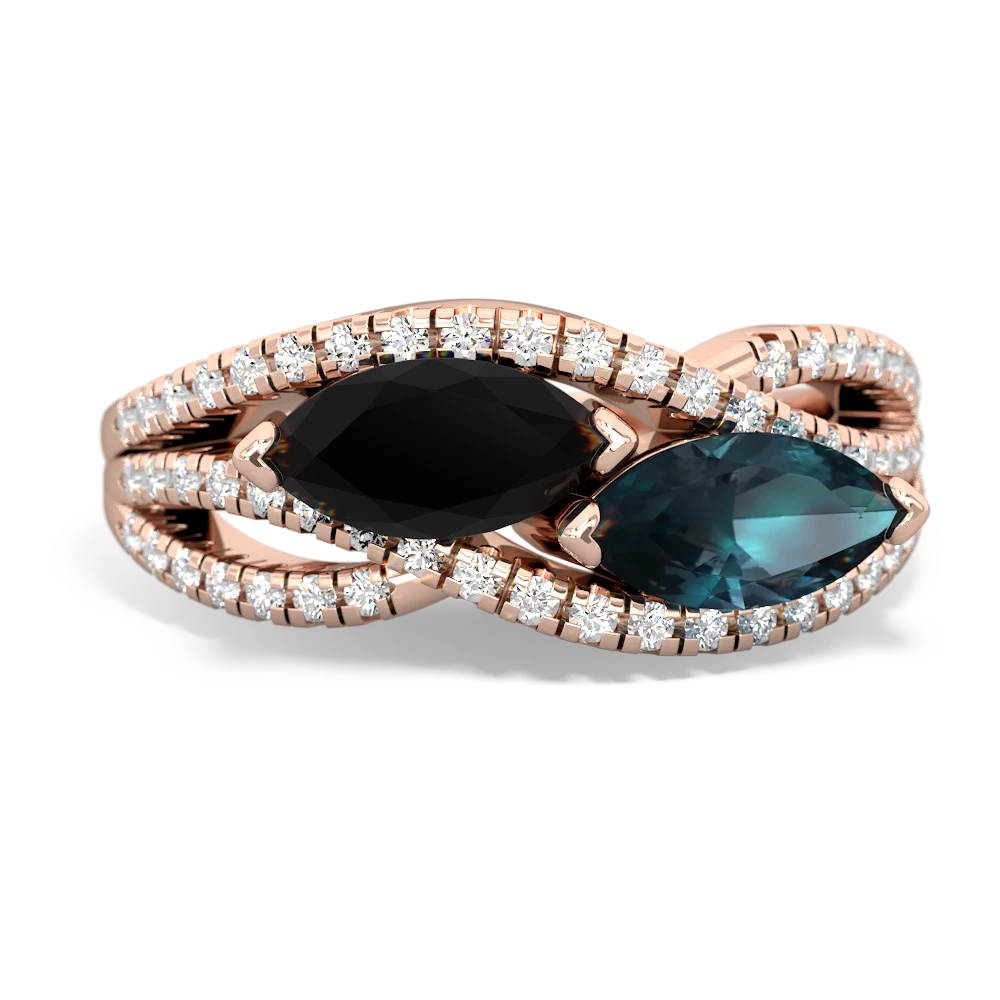 Onyx Diamond Rivers 14K Rose Gold ring R3070