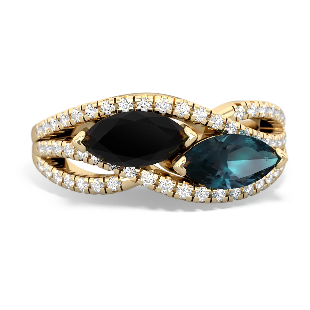 Onyx Diamond Rivers 14K Yellow Gold ring R3070