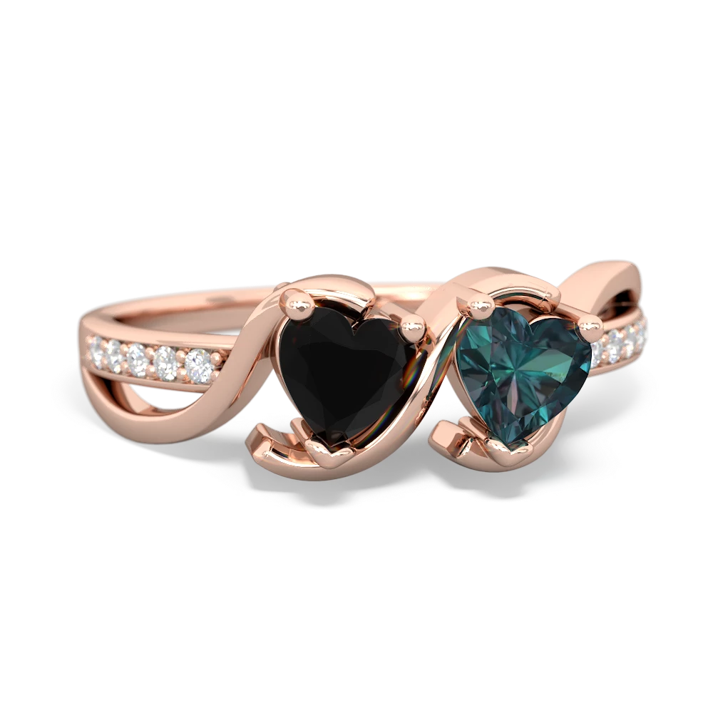 Onyx Side By Side 14K Rose Gold ring R3090