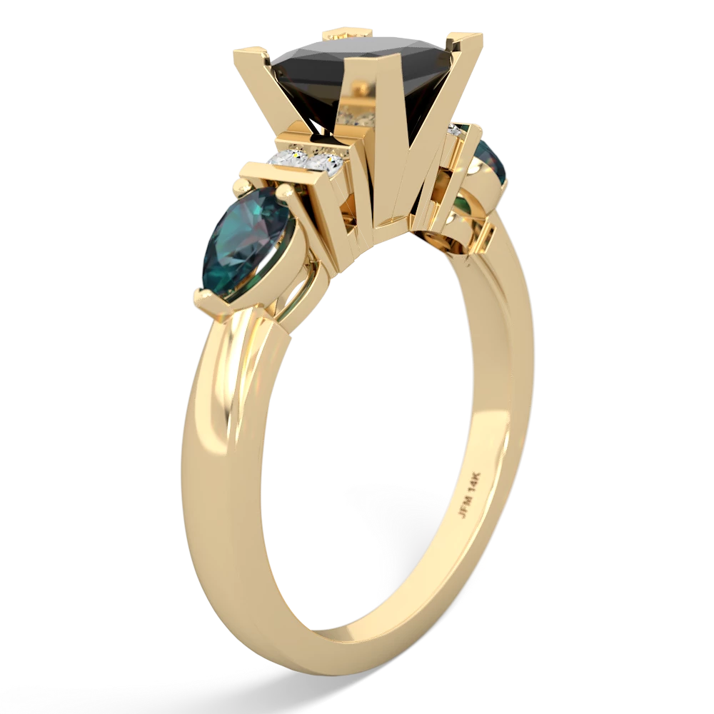 Onyx 6Mm Princess Eternal Embrace Engagement 14K Yellow Gold ring C2002