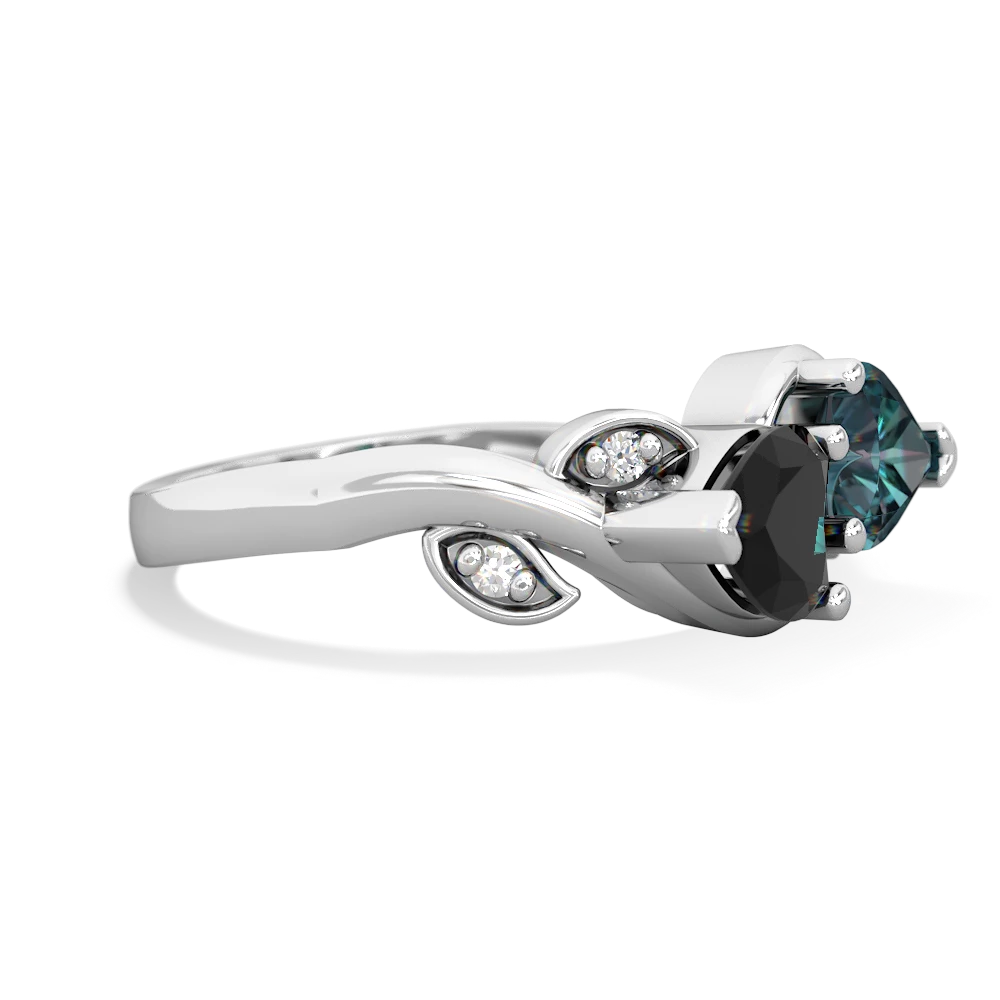 Onyx Floral Elegance 14K White Gold ring R5790