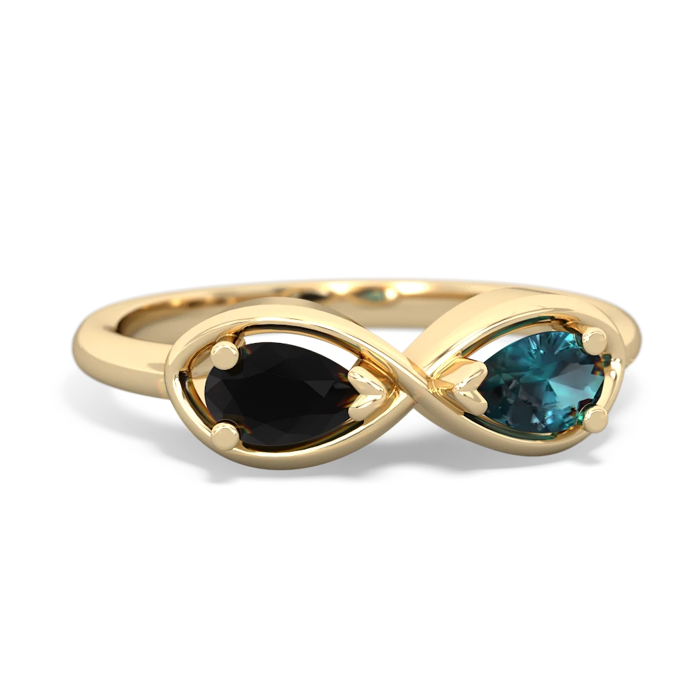 Onyx Infinity 14K Yellow Gold ring R5050