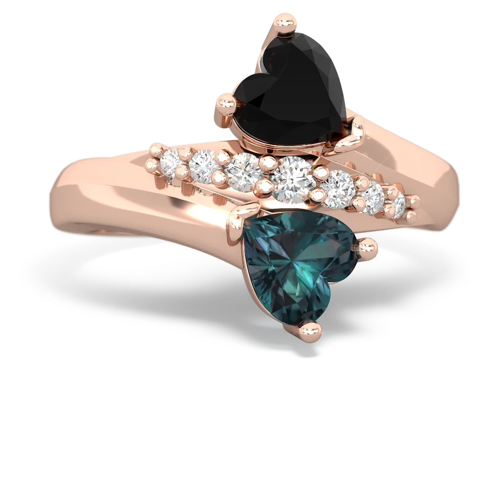 Onyx Heart To Heart 14K Rose Gold ring R2064