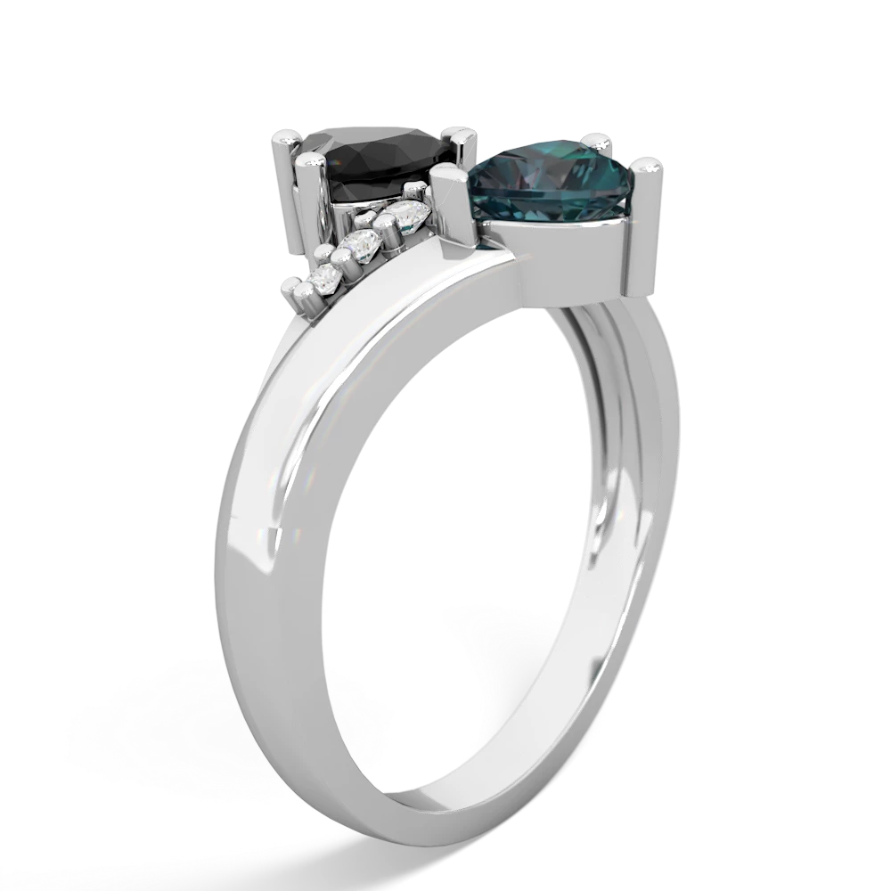 Onyx Heart To Heart 14K White Gold ring R2064