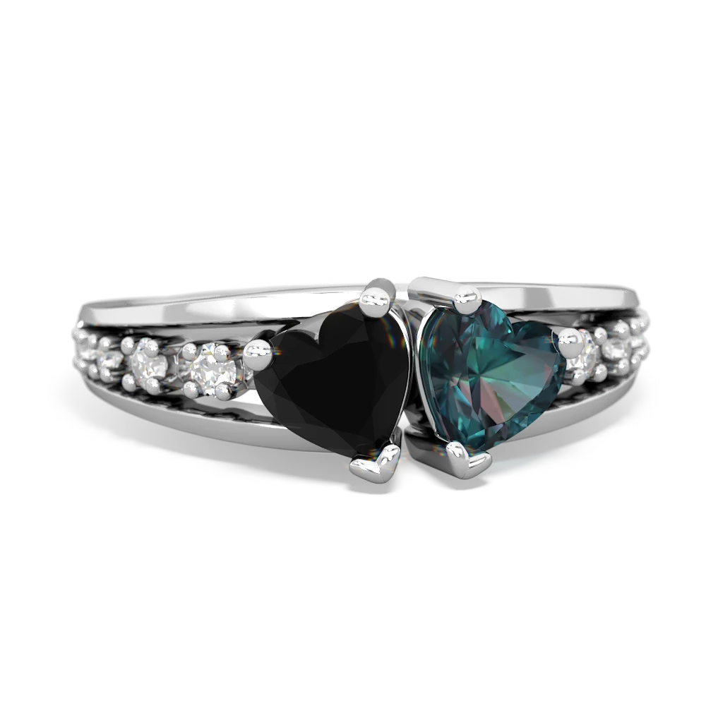 Onyx Heart To Heart 14K White Gold ring R3342